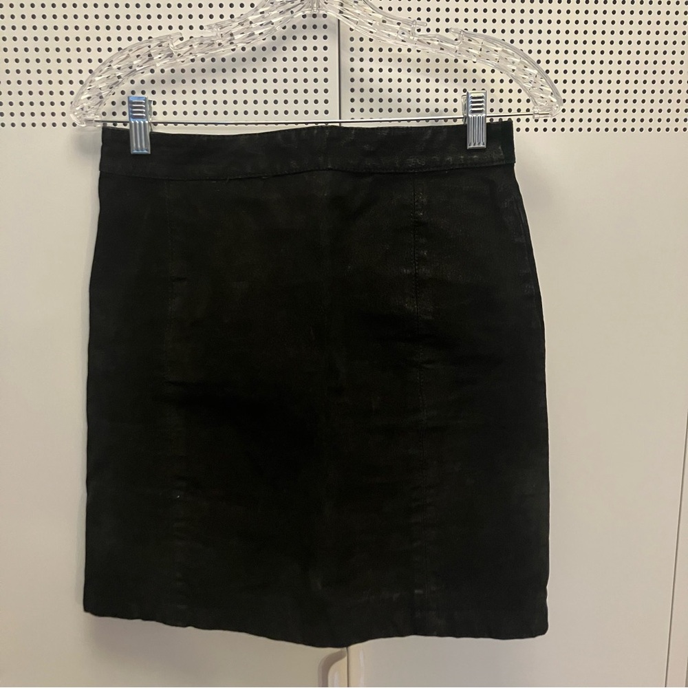 Black suede Italian leather skirt